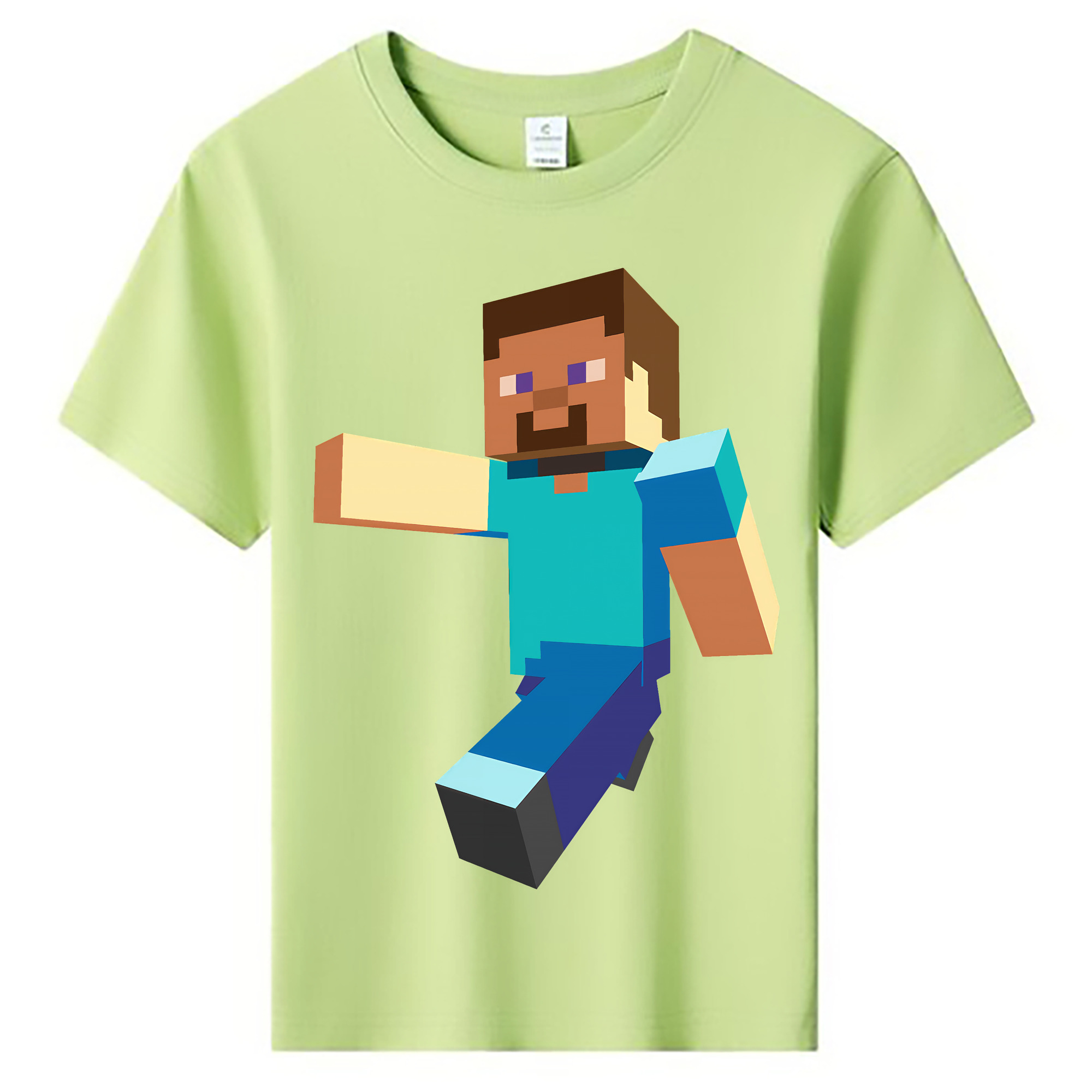 （画像用） マインクラフト ブロックの世界 Minecraft MC Block world 綿100％キッズTシャツ（フロントプリント）